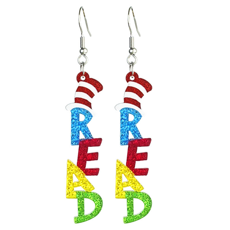 Wholesale teacher reading atmosphere earrings shiny bright cute  acrylic earrings